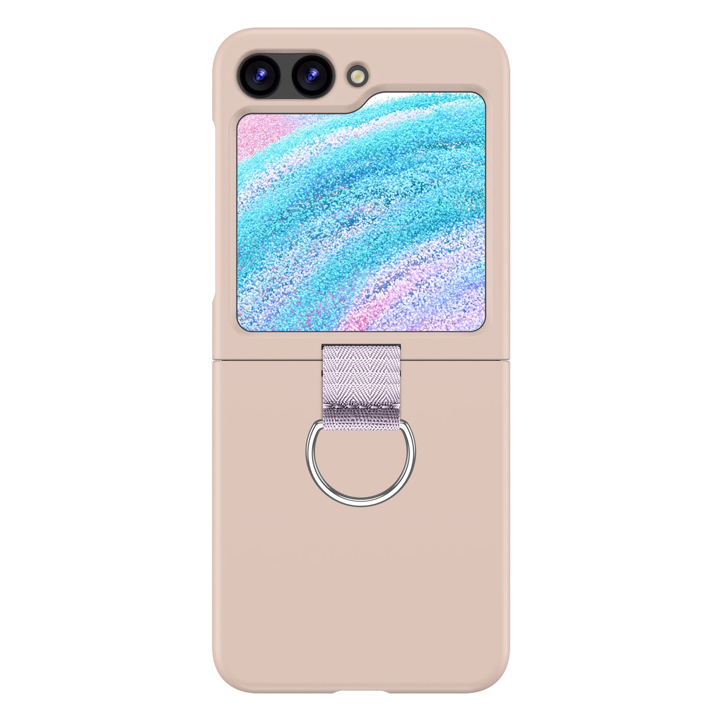 Uniqkart for Samsung Galaxy Z Flip5 5G Hard PC Phone Case Anti-scratch Cover with D-Shape Ring Holder - Rose Pink