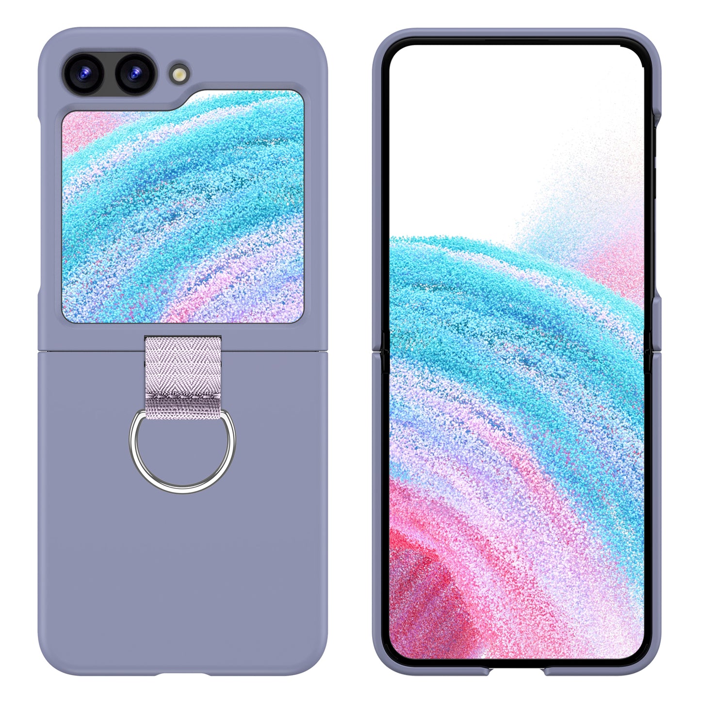 Uniqkart for Samsung Galaxy Z Flip5 5G Hard PC Phone Case Anti-scratch Cover with D-Shape Ring Holder - Purple