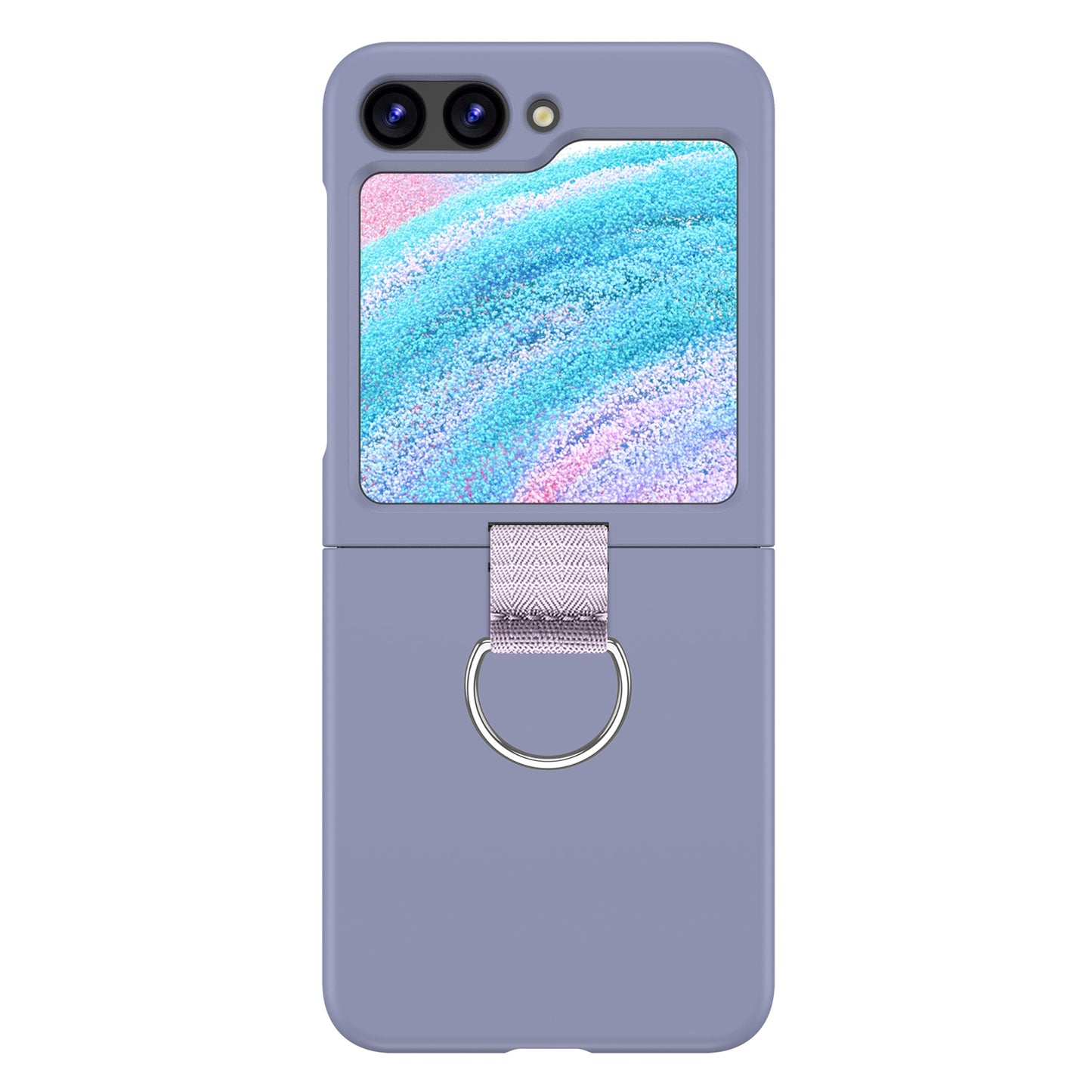 Uniqkart for Samsung Galaxy Z Flip5 5G Hard PC Phone Case Anti-scratch Cover with D-Shape Ring Holder - Purple
