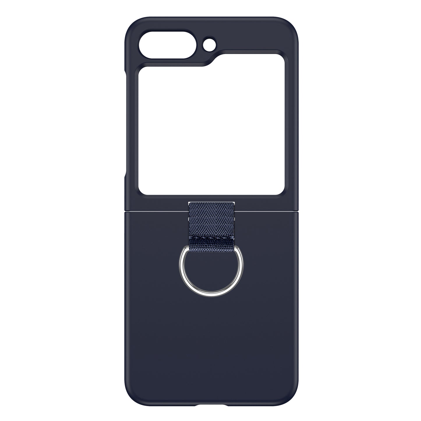 Uniqkart for Samsung Galaxy Z Flip5 5G Hard PC Phone Case Anti-scratch Cover with D-Shape Ring Holder - Dark Blue