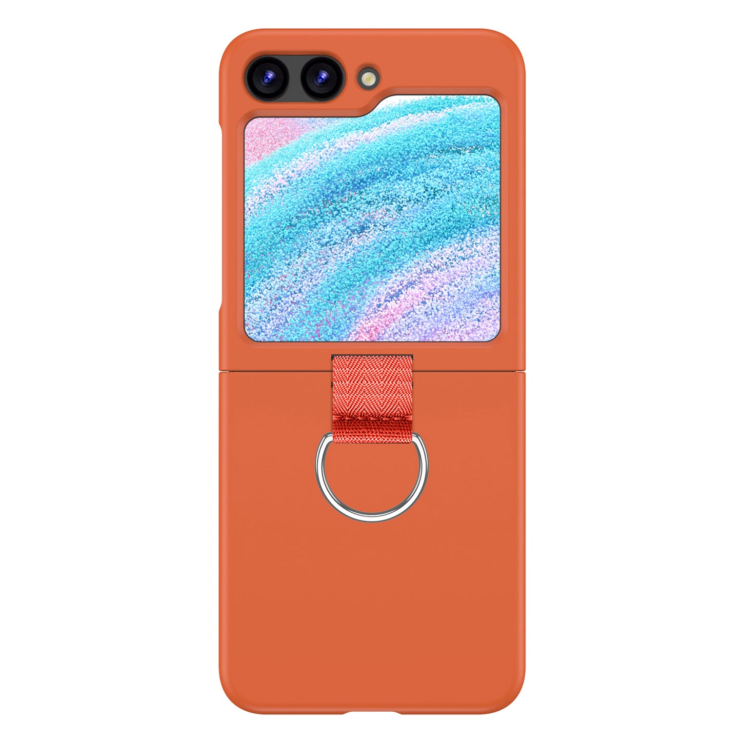 Uniqkart for Samsung Galaxy Z Flip5 5G Hard PC Phone Case Anti-scratch Cover with D-Shape Ring Holder - Dark Pink
