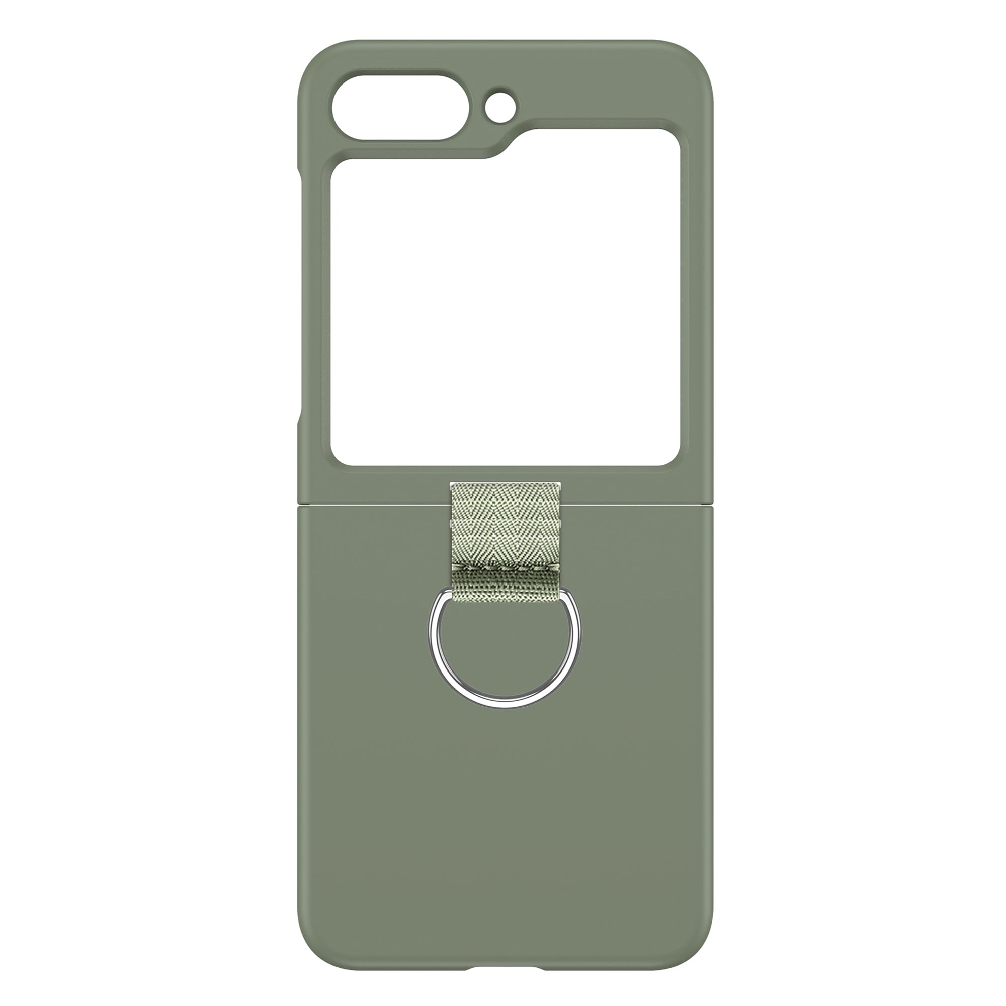 Uniqkart for Samsung Galaxy Z Flip5 5G Hard PC Phone Case Anti-scratch Cover with D-Shape Ring Holder - Light Green