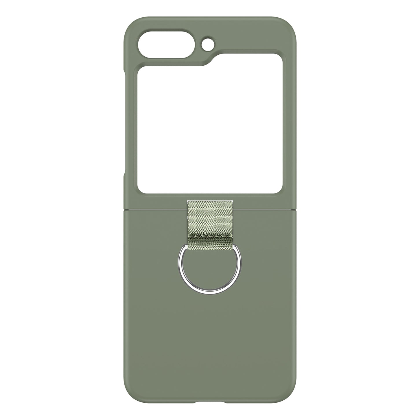 Uniqkart for Samsung Galaxy Z Flip5 5G Hard PC Phone Case Anti-scratch Cover with D-Shape Ring Holder - Light Green