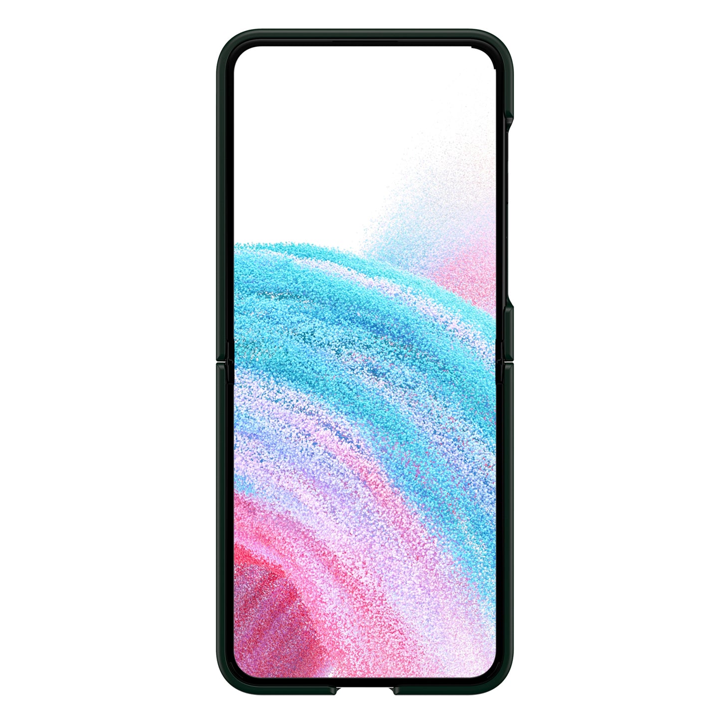 Uniqkart for Samsung Galaxy Z Flip5 5G Hard PC Phone Case Anti-scratch Cover with D-Shape Ring Holder - Dark Green