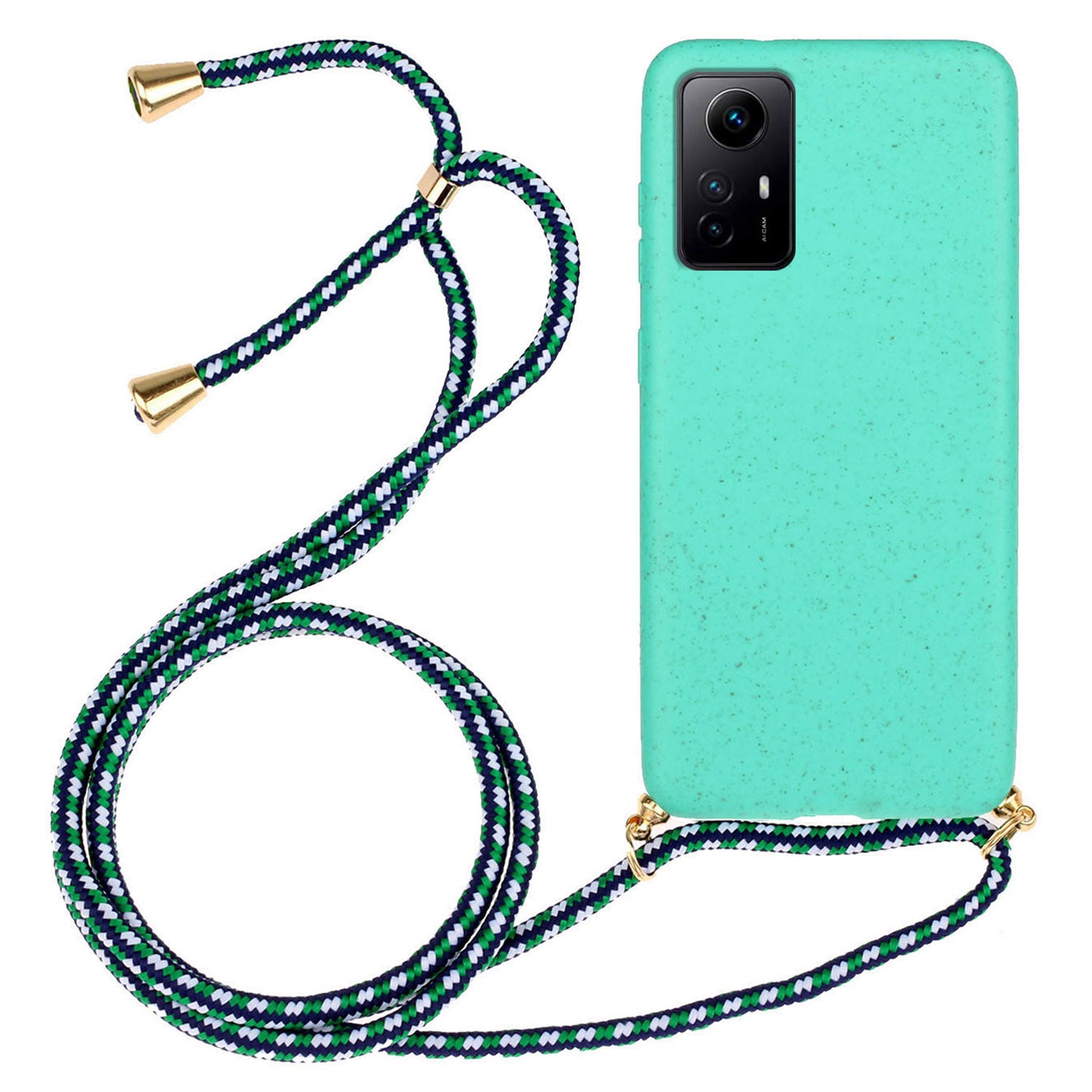 Eco-friendly Phone Case for Xiaomi Redmi Note 12S 4G , Biodegradable Wheat Straw+TPU Cover with Lanyard - Sky Blue