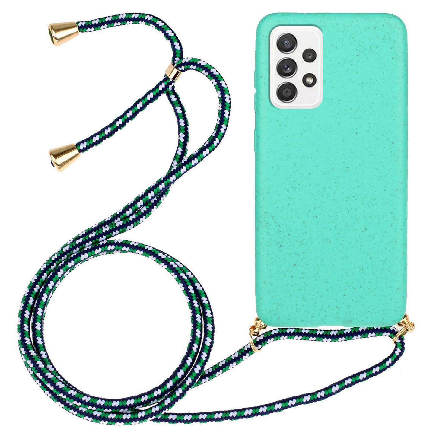 for Samsung Galaxy A23 4G / A23 5G (Global Version) Biodegradable Phone Case Wheat Straw+TPU Cover with Lanyard - Sky Blue