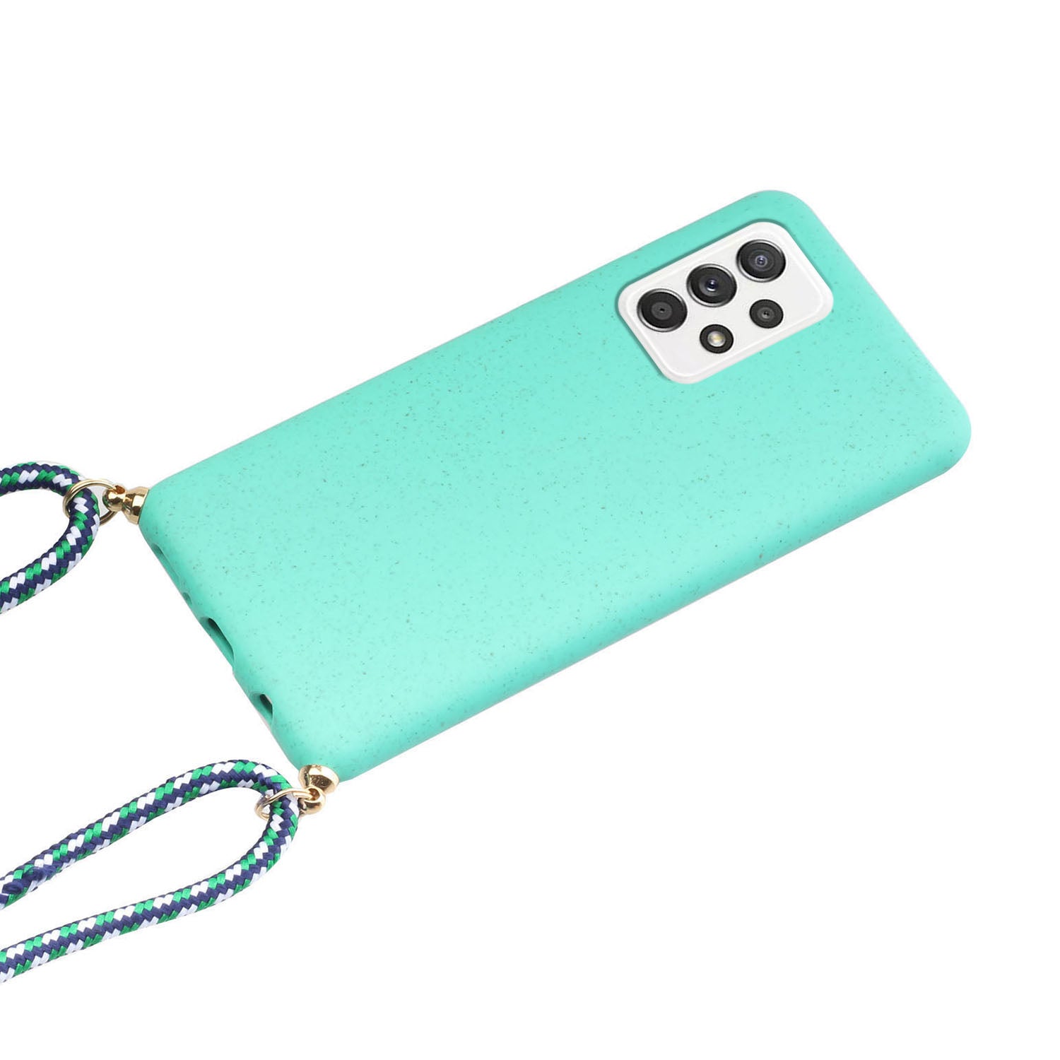 for Samsung Galaxy A23 4G / A23 5G (Global Version) Biodegradable Phone Case Wheat Straw+TPU Cover with Lanyard - Sky Blue
