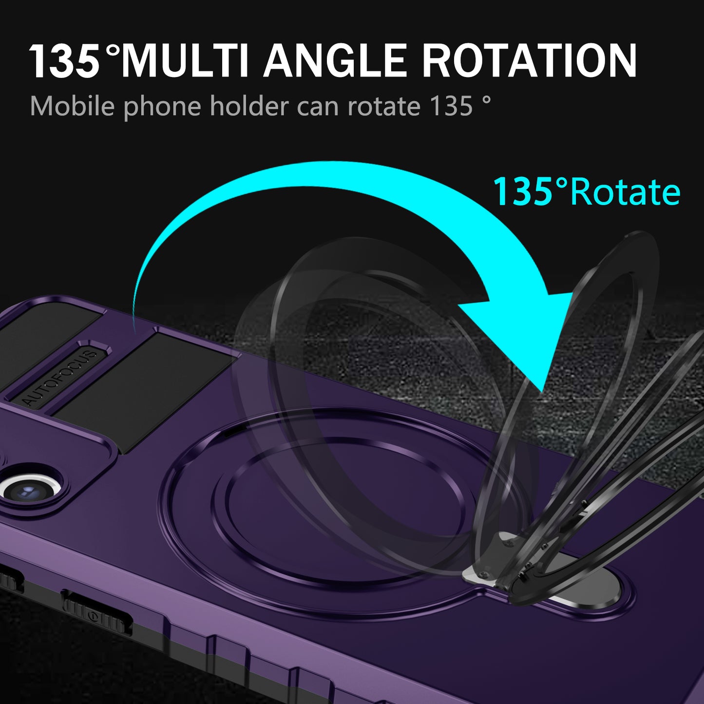 Uniqkart for Samsung Galaxy S21 5G Magnetic Kickstand Phone Case PC+TPU Hybrid Shockproof Cover - Purple