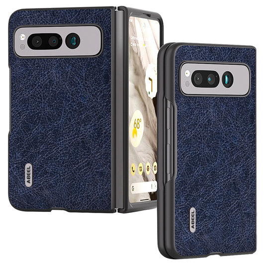 Uniqkart for Google Pixel Fold PU Leather+PC Phone Case Litchi Retro Texture Protective Cover - Blue