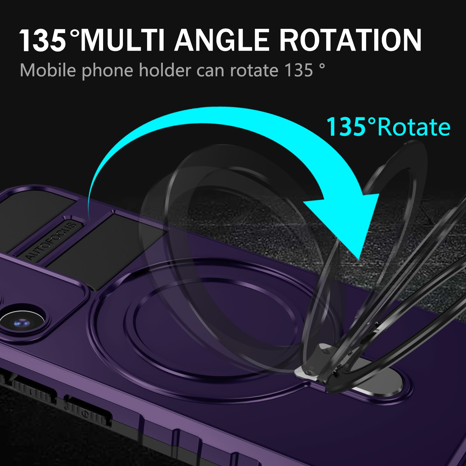 Uniqkart for Samsung Galaxy S22+ 5G Magnetic Phone Case Kickstand PC+TPU Anti-Scratch Cover - Purple