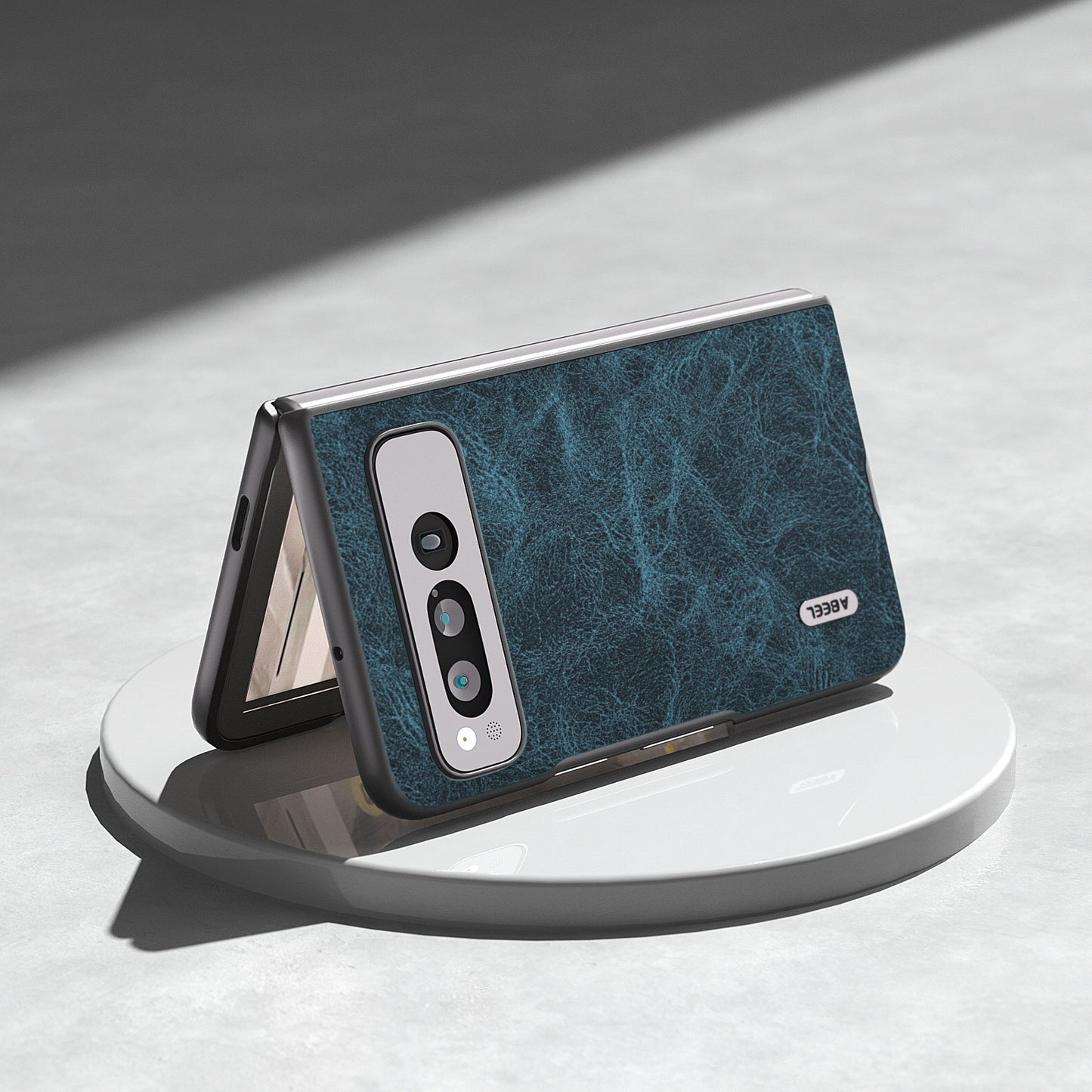 Uniqkart for Google Pixel Fold Shockproof Cover PU Leather + PC Litchi Texture Phone Case - Blue