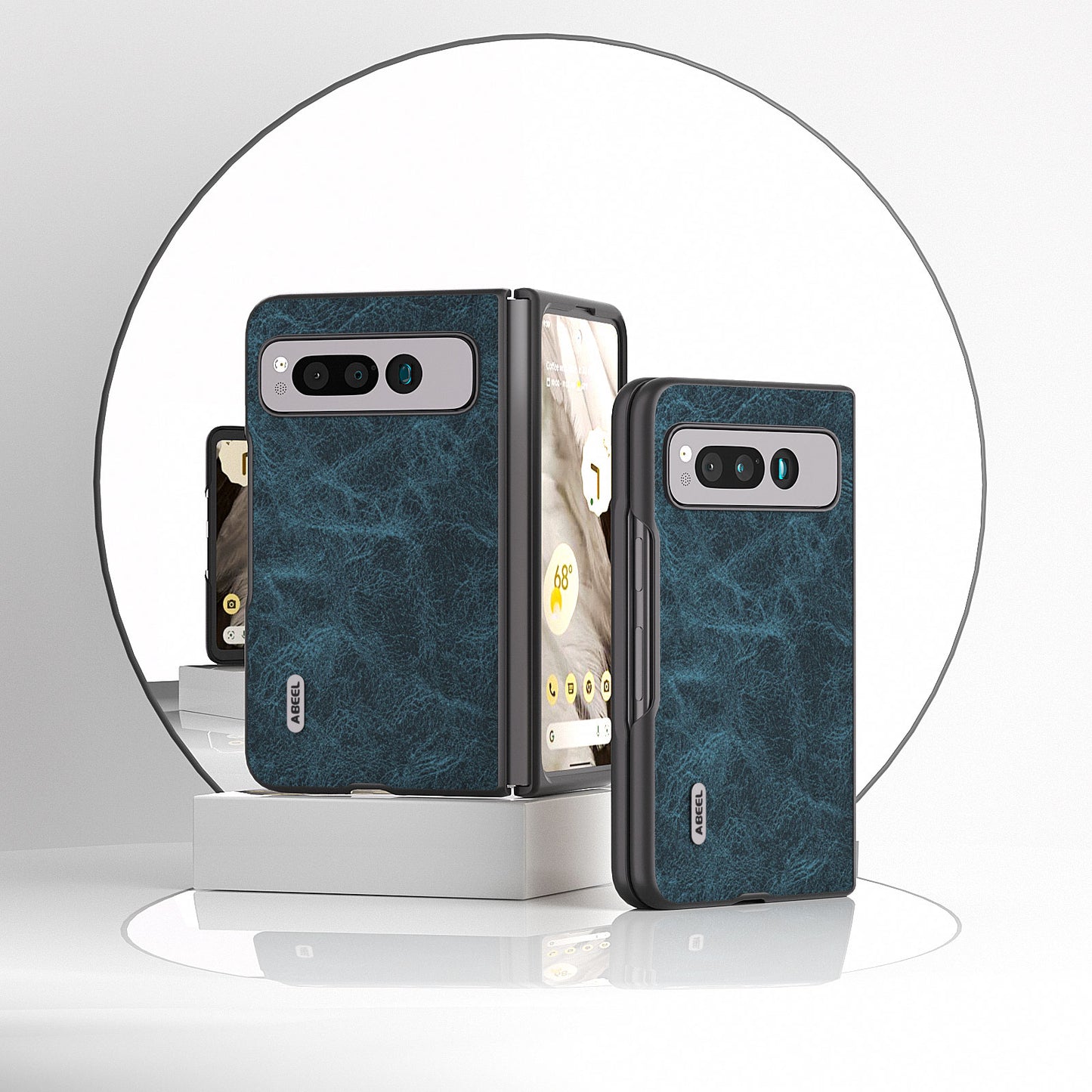 Uniqkart for Google Pixel Fold Shockproof Cover PU Leather + PC Litchi Texture Phone Case - Blue