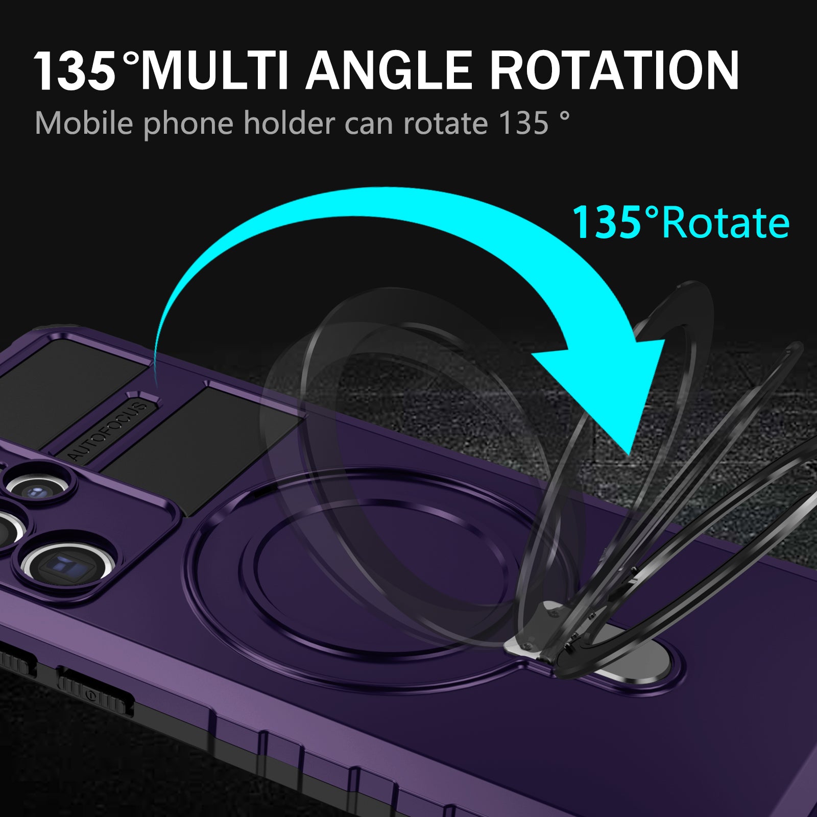 Uniqkart for Samsung Galaxy S22 Ultra 5G PC+TPU Shockproof Case Magnetic Phone Cover with Ring Kickstand - Purple