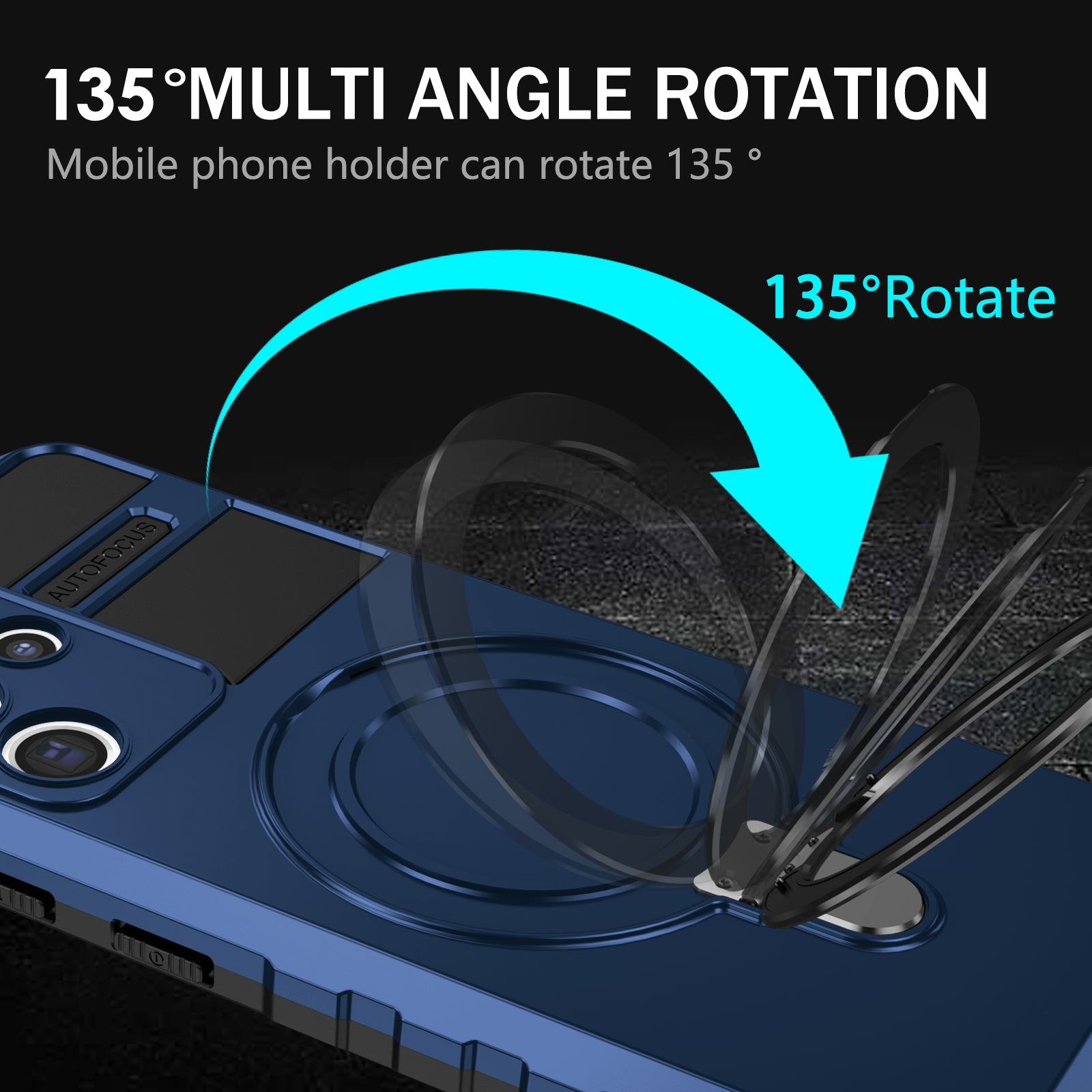 Uniqkart for Samsung Galaxy S21 Ultra 5G Magnetic Kickstand Case PC+TPU Scratch Resistant Phone Cover - Blue