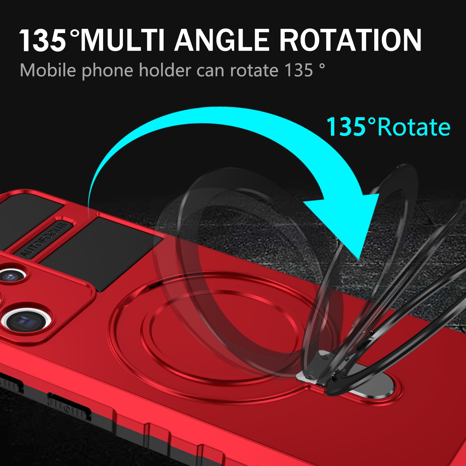 Uniqkart for Samsung Galaxy S21 Ultra 5G Magnetic Kickstand Case PC+TPU Scratch Resistant Phone Cover - Red