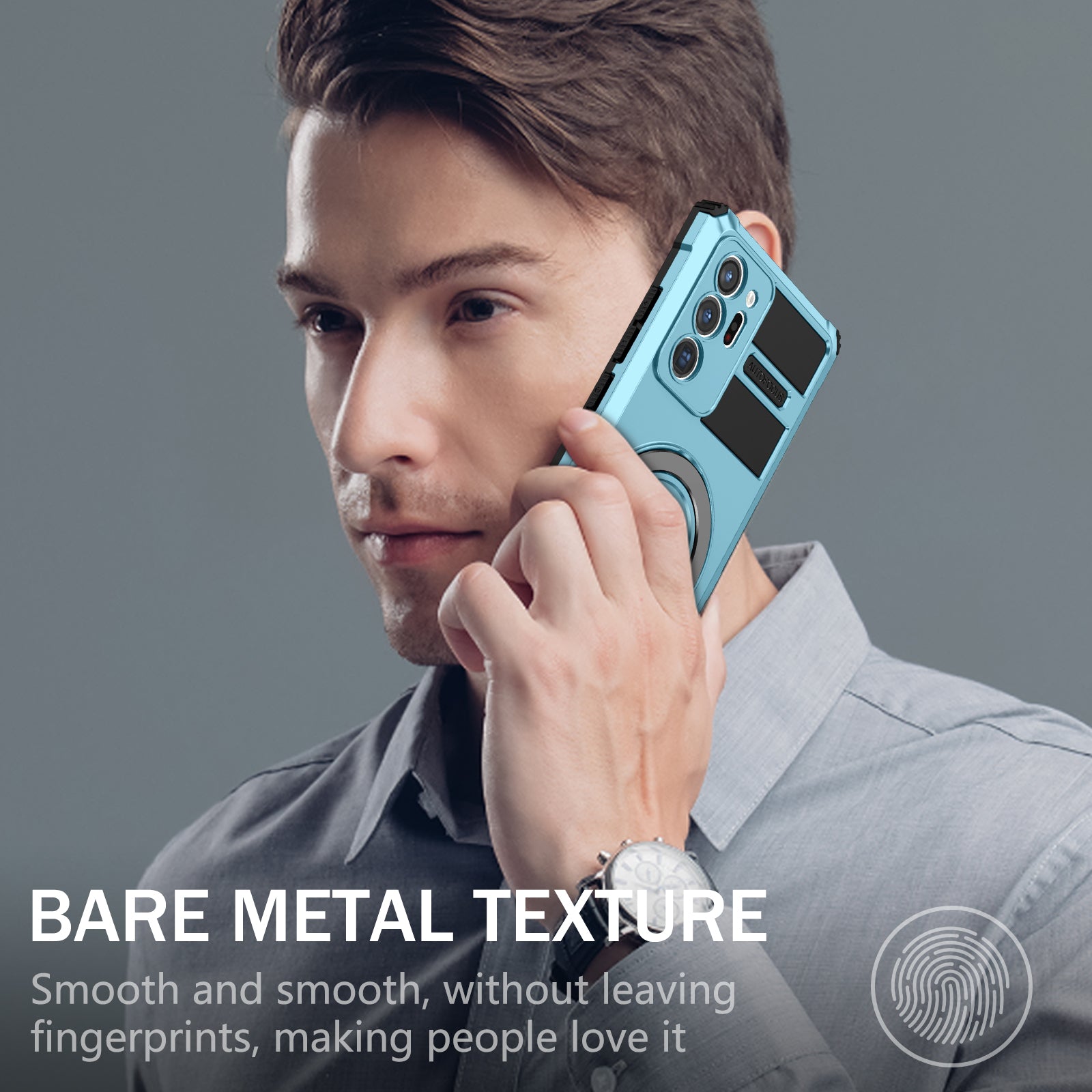 Magnetic Phone Case for Samsung Galaxy Note20 Ultra / Note20 Ultra 5G , Shockproof PC+TPU Kickstand Cover - Baby Blue