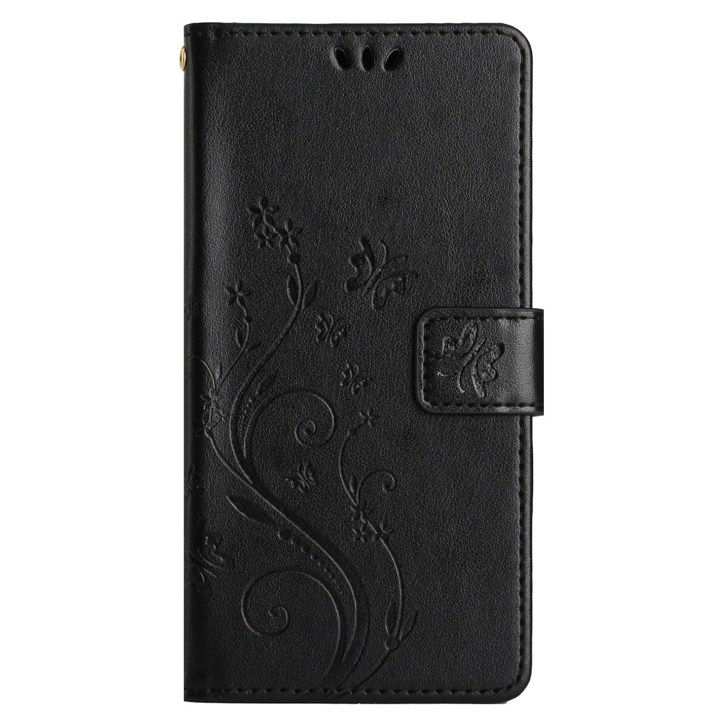 Uniqkart for Samsung Galaxy M14 5G Imprinted Butterflies PU Leather Phone Case Wallet Cover Stand with Strap - Black