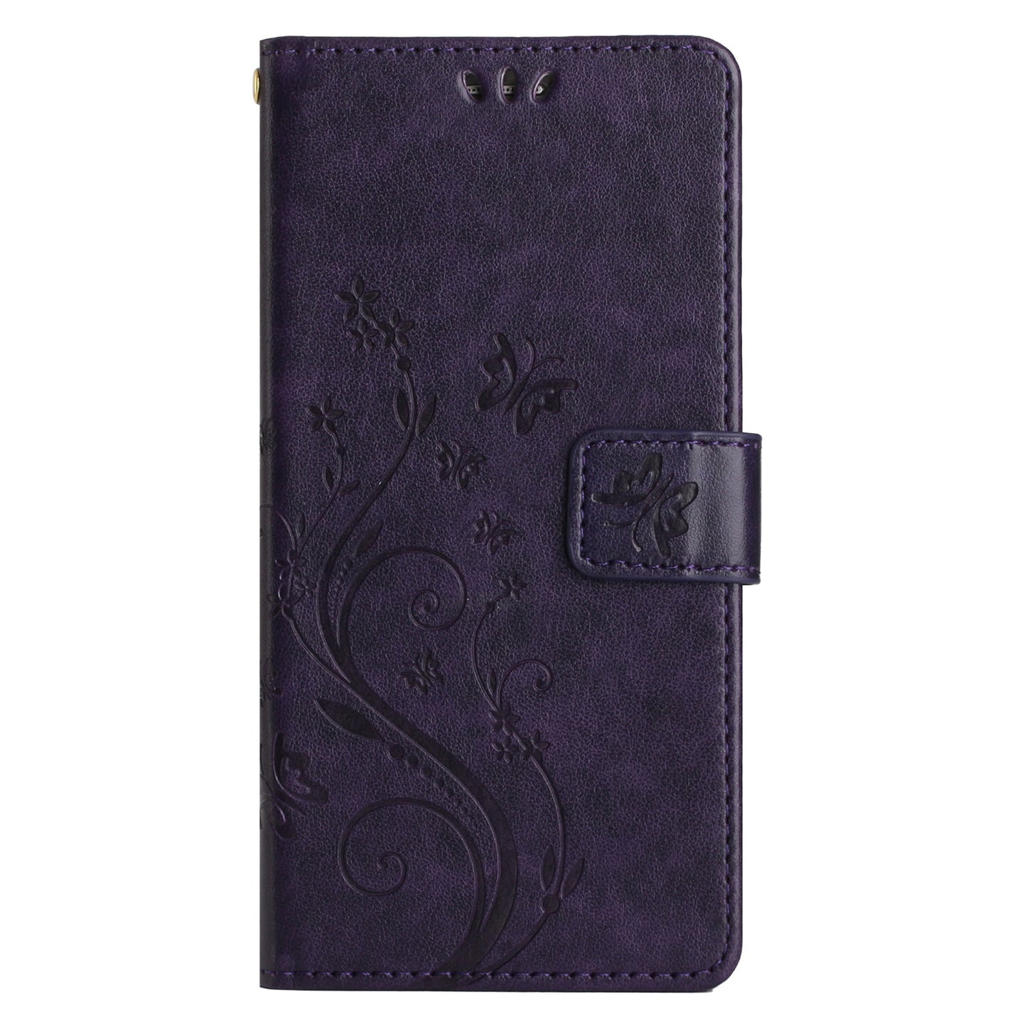 Uniqkart for Samsung Galaxy M14 5G Imprinted Butterflies PU Leather Phone Case Wallet Cover Stand with Strap - Dark Purple