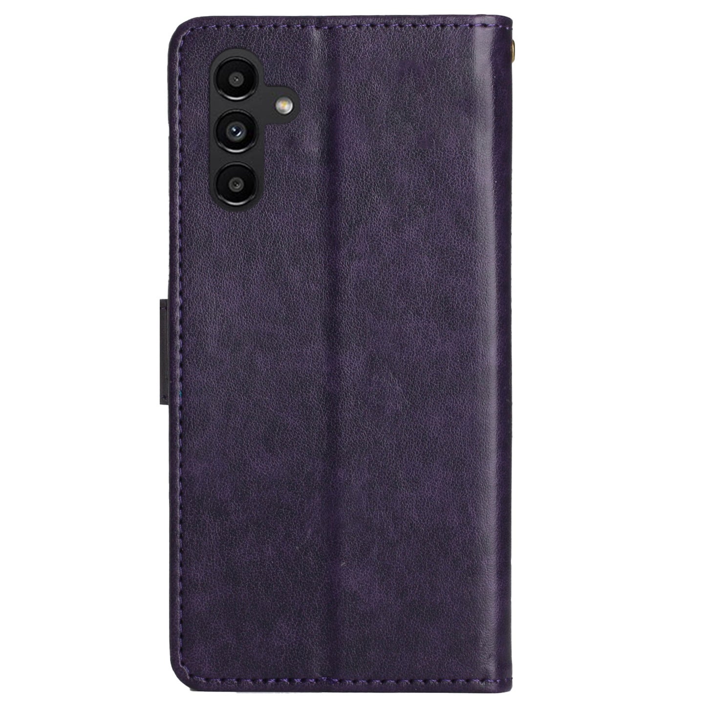 Uniqkart for Samsung Galaxy M14 5G Imprinted Butterflies PU Leather Phone Case Wallet Cover Stand with Strap - Dark Purple