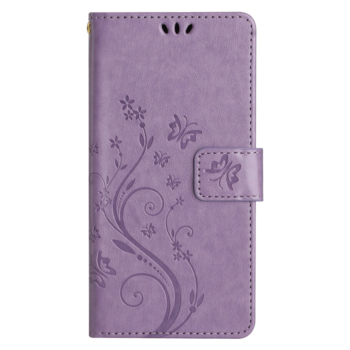 Uniqkart for Samsung Galaxy M14 5G Imprinted Butterflies PU Leather Phone Case Wallet Cover Stand with Strap - Light Purple