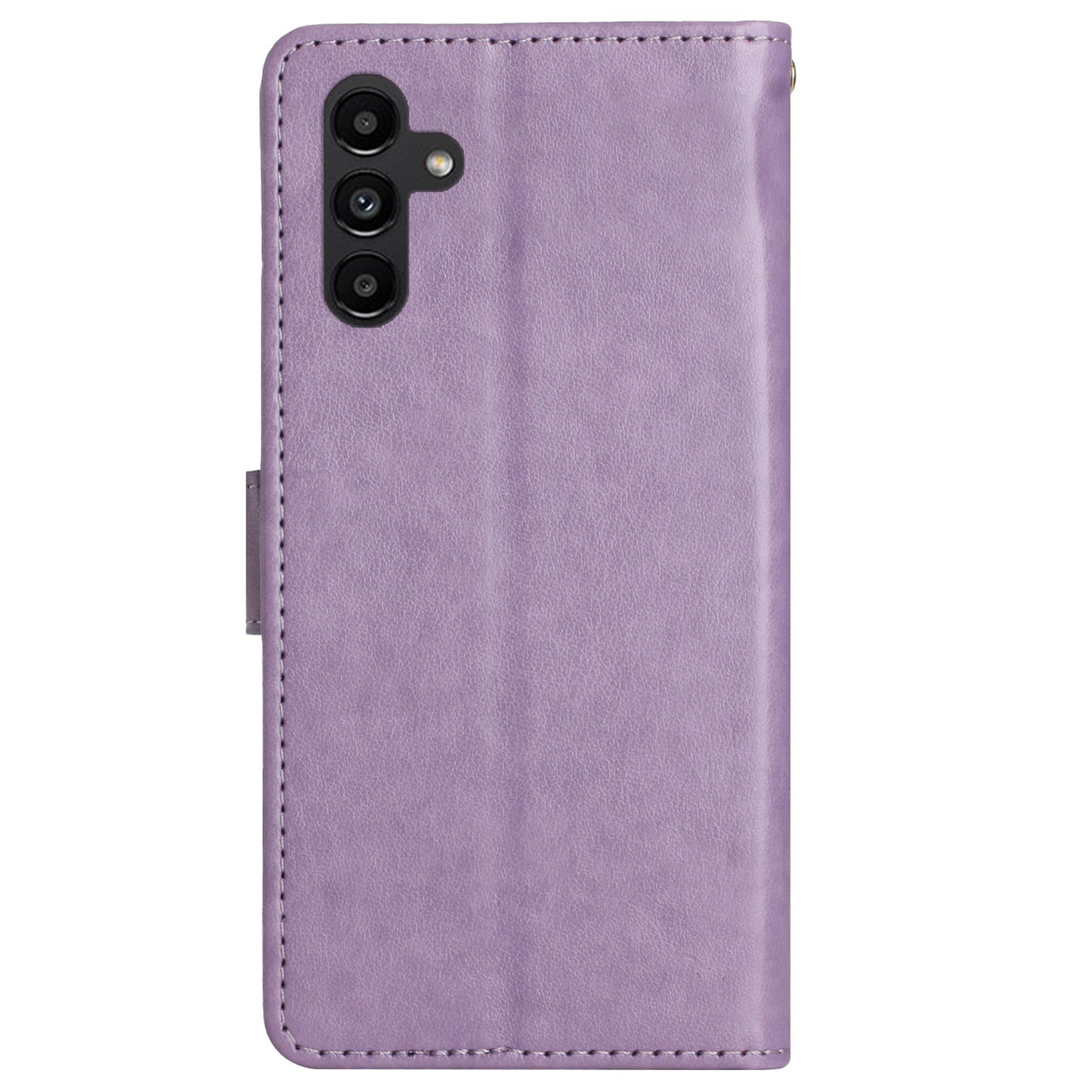 Uniqkart for Samsung Galaxy M14 5G Imprinted Butterflies PU Leather Phone Case Wallet Cover Stand with Strap - Light Purple