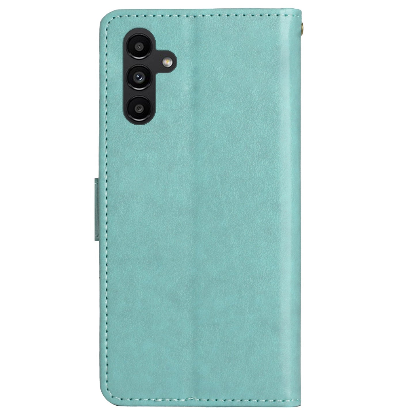 Uniqkart for Samsung Galaxy M14 5G Imprinted Butterflies PU Leather Phone Case Wallet Cover Stand with Strap - Baby Blue