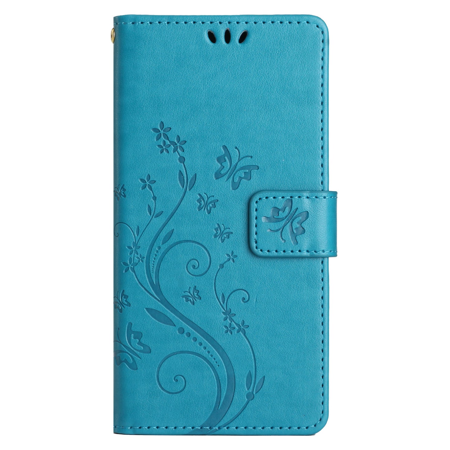 Uniqkart for Samsung Galaxy M14 5G Imprinted Butterflies PU Leather Phone Case Wallet Cover Stand with Strap - Blue