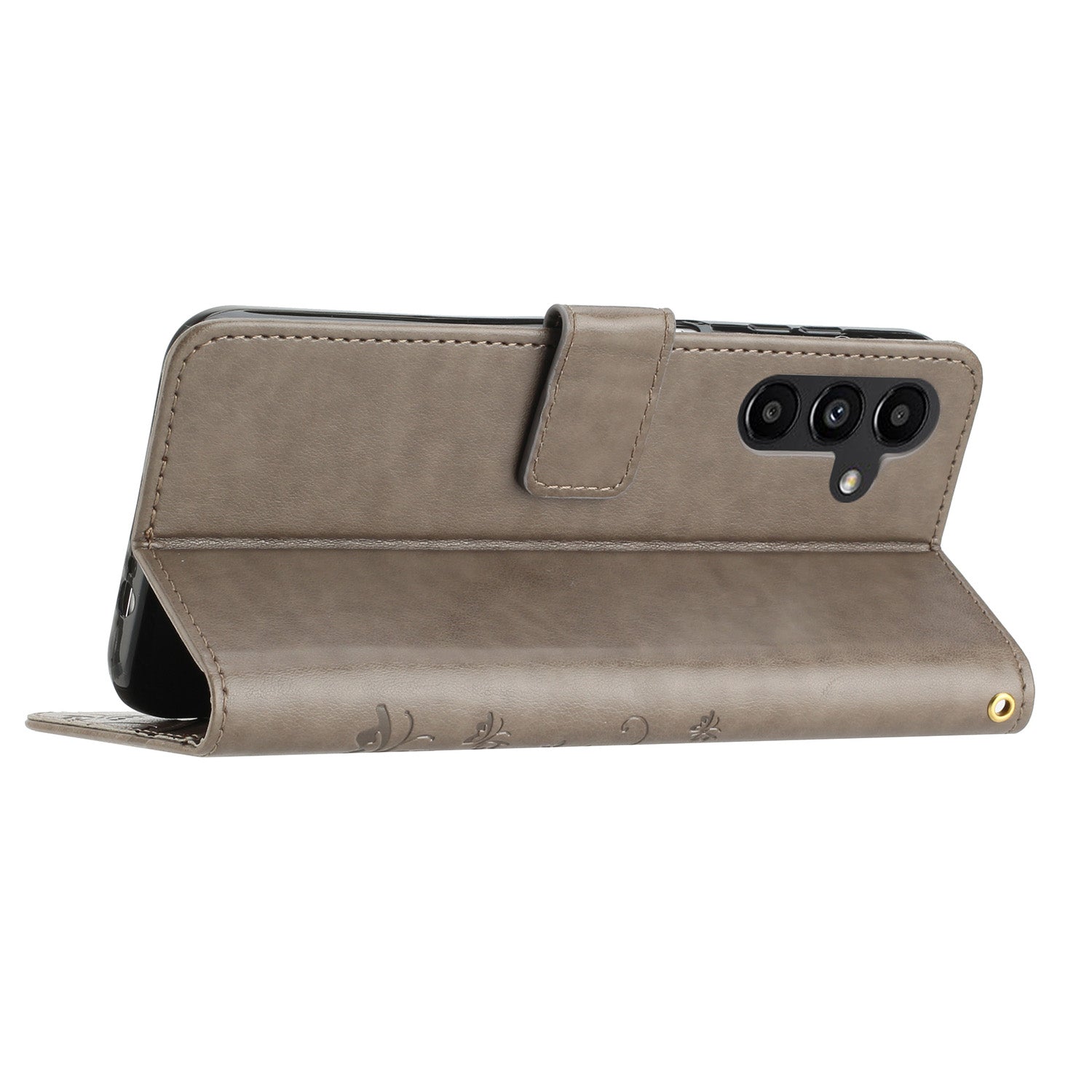 Uniqkart for Samsung Galaxy M54 5G / F54 5G Phone Case Imprinted Butterflies PU Leather Wallet Cover Stand with Strap - Grey