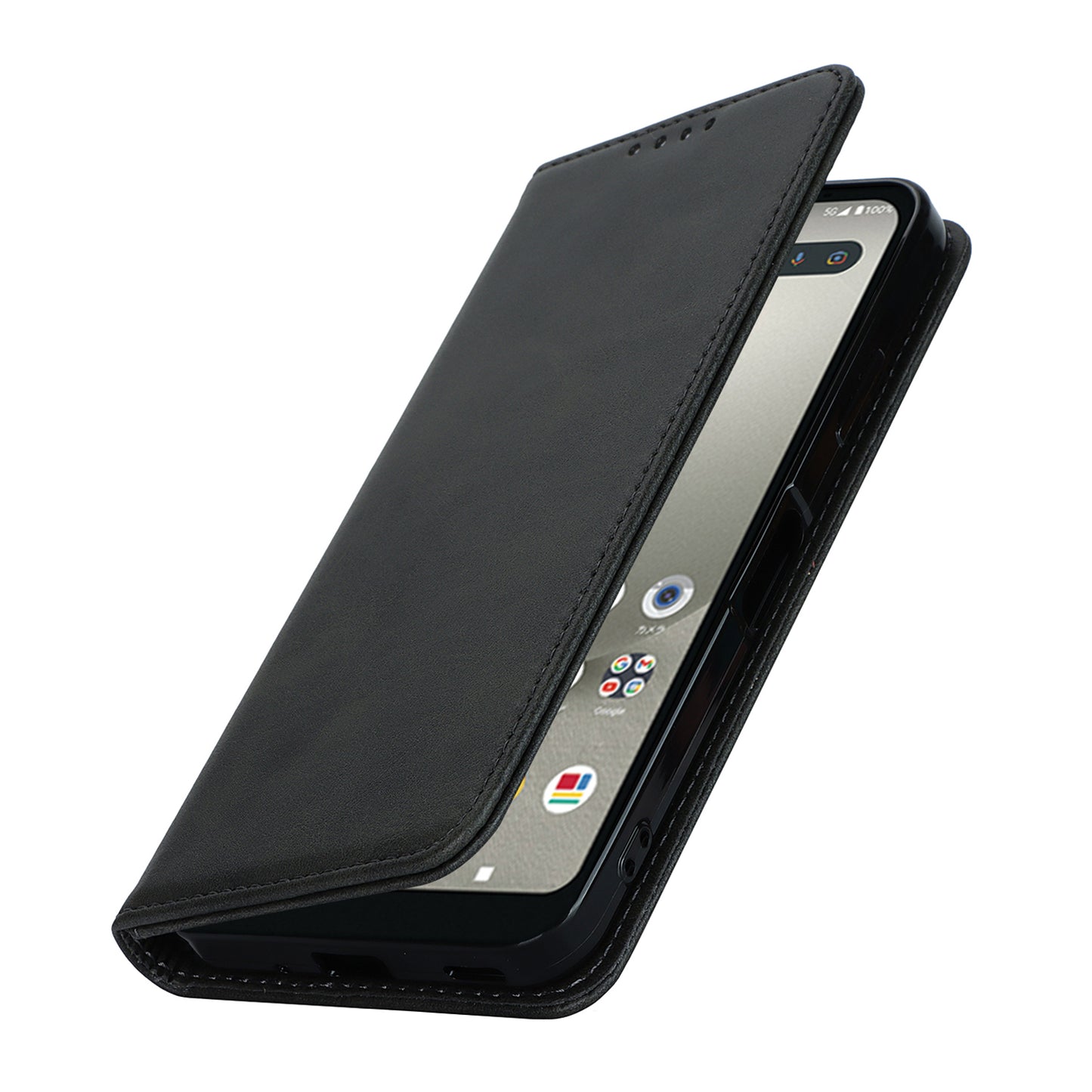 Calf Texture PU Leather Case for Sharp Aquos Wish3 Shockproof Stand Wallet Phone Cover - Black