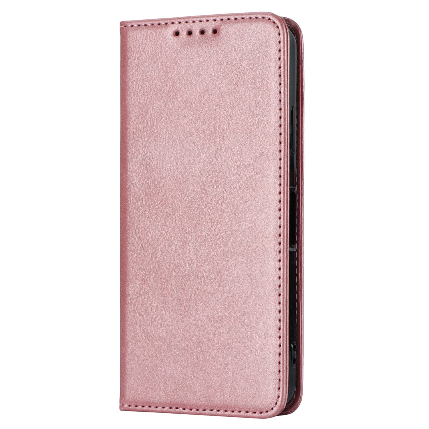 Calf Texture PU Leather Case for Sharp Aquos Wish3 Shockproof Stand Wallet Phone Cover - Rose Gold
