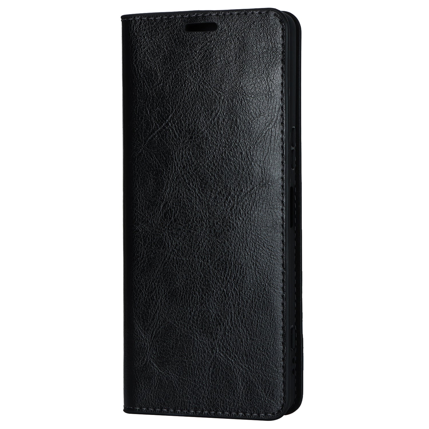 Uniqkart for Sony Xperia 1 V Stand Flip Wallet Crazy Horse Texture Genuine Cow Leather Cover Phone Case - Black
