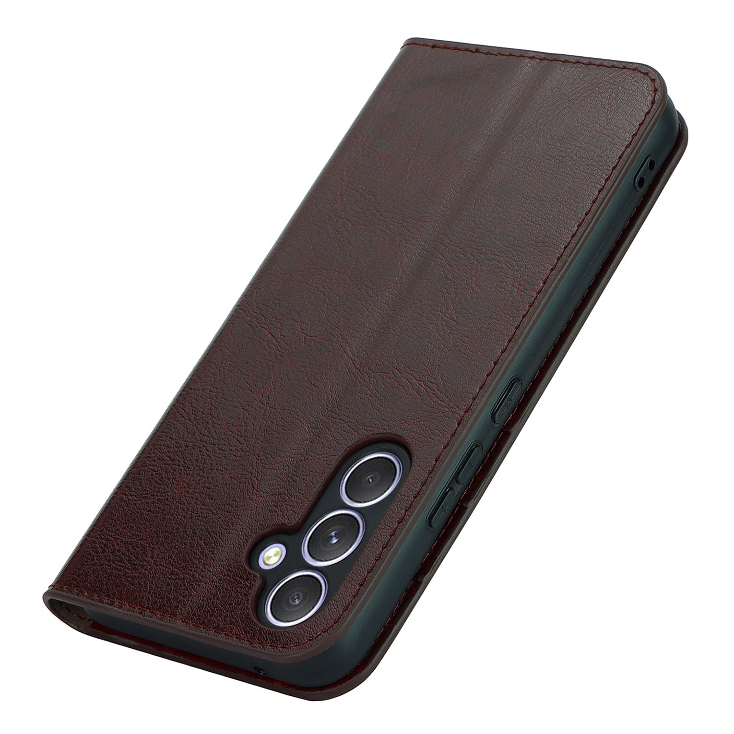 Stand Wallet for Samsung Galaxy A54 5G Crazy Horse Texture Genuine Cow Leather Cover Phone Case - Dark Brown
