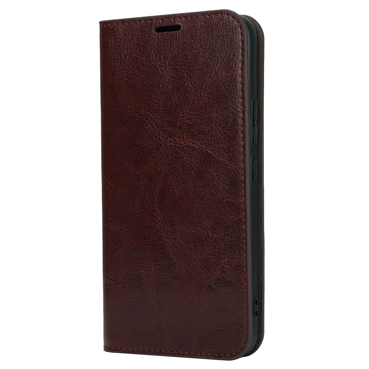 Stand Wallet for Samsung Galaxy A54 5G Crazy Horse Texture Genuine Cow Leather Cover Phone Case - Dark Brown