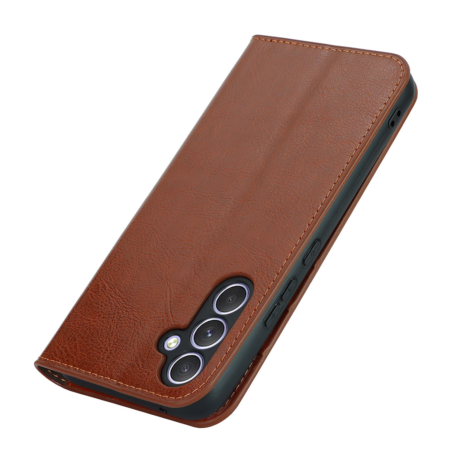 Stand Wallet for Samsung Galaxy A54 5G Crazy Horse Texture Genuine Cow Leather Cover Phone Case - Light Brown