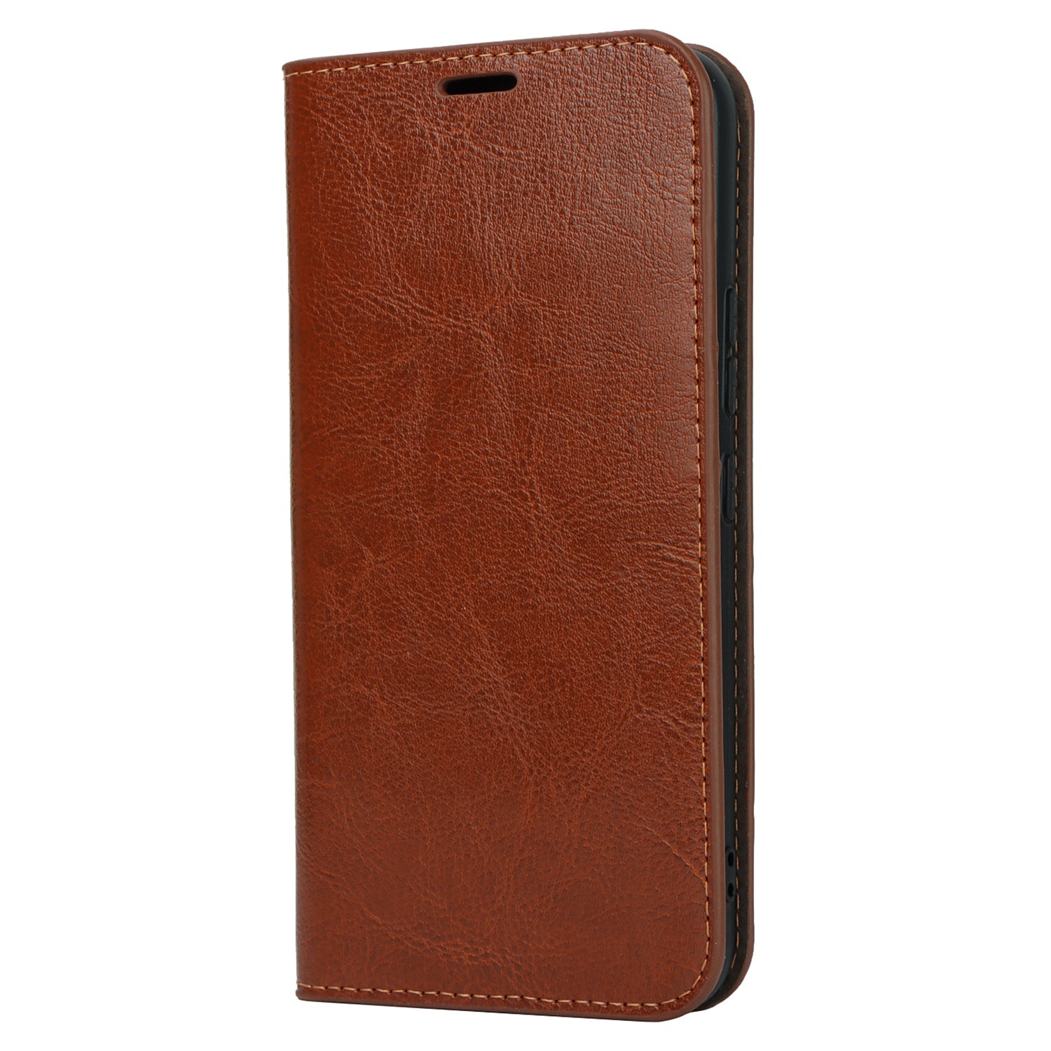 Stand Wallet for Samsung Galaxy A54 5G Crazy Horse Texture Genuine Cow Leather Cover Phone Case - Light Brown