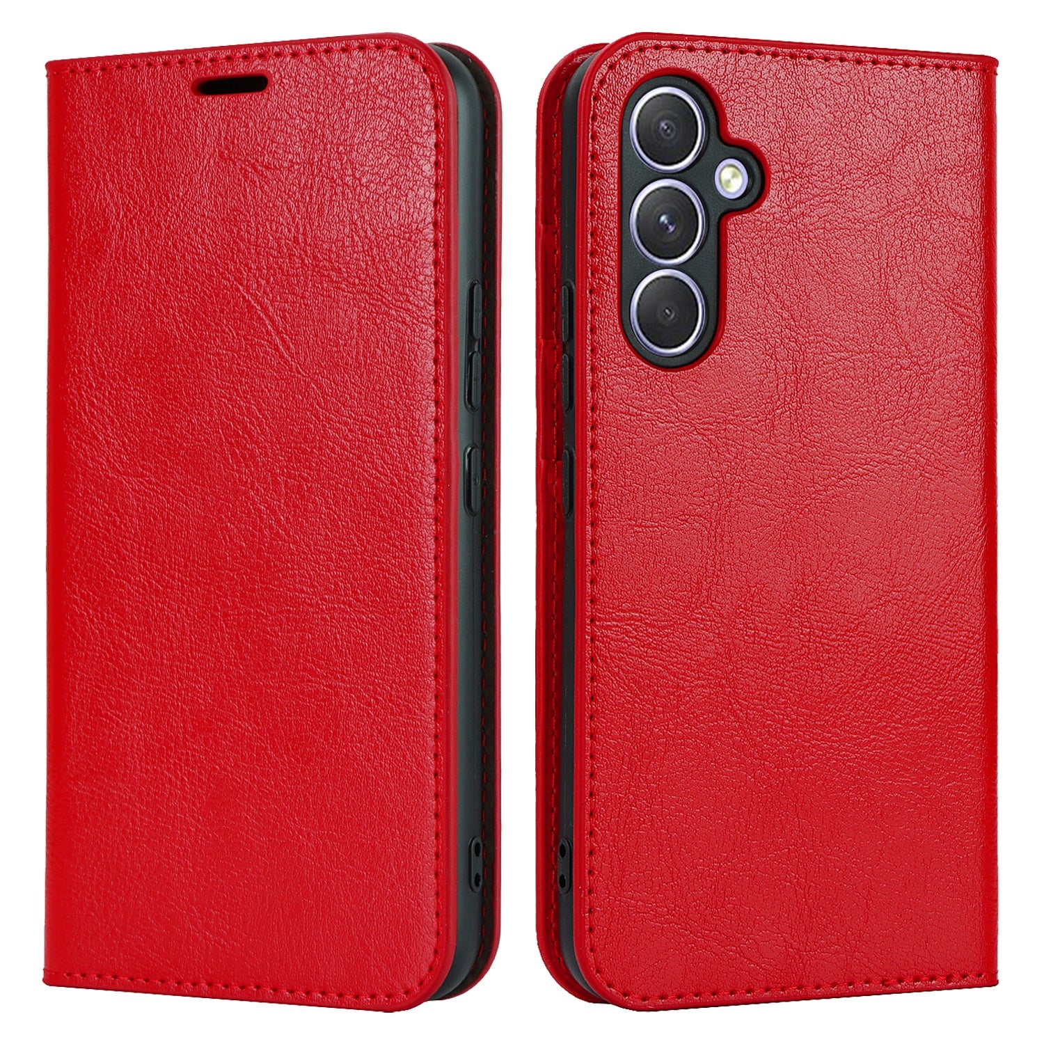 Stand Wallet for Samsung Galaxy A54 5G Crazy Horse Texture Genuine Cow Leather Cover Phone Case - Red