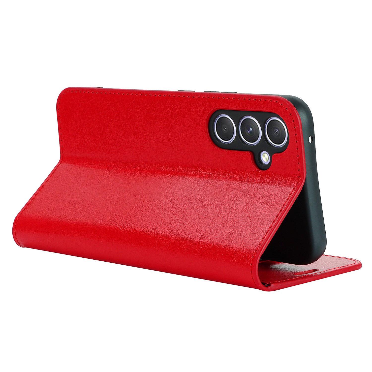 Stand Wallet for Samsung Galaxy A54 5G Crazy Horse Texture Genuine Cow Leather Cover Phone Case - Red