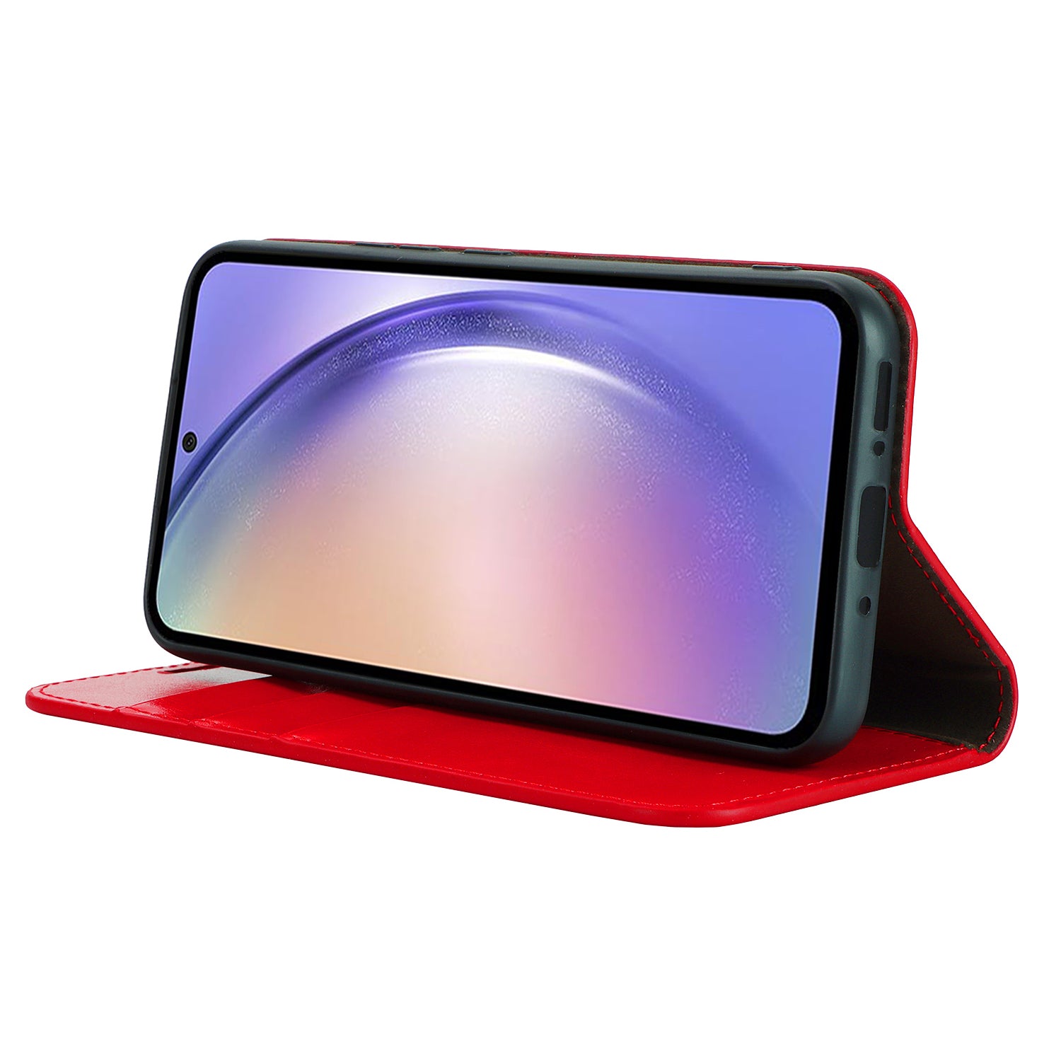 Stand Wallet for Samsung Galaxy A54 5G Crazy Horse Texture Genuine Cow Leather Cover Phone Case - Red
