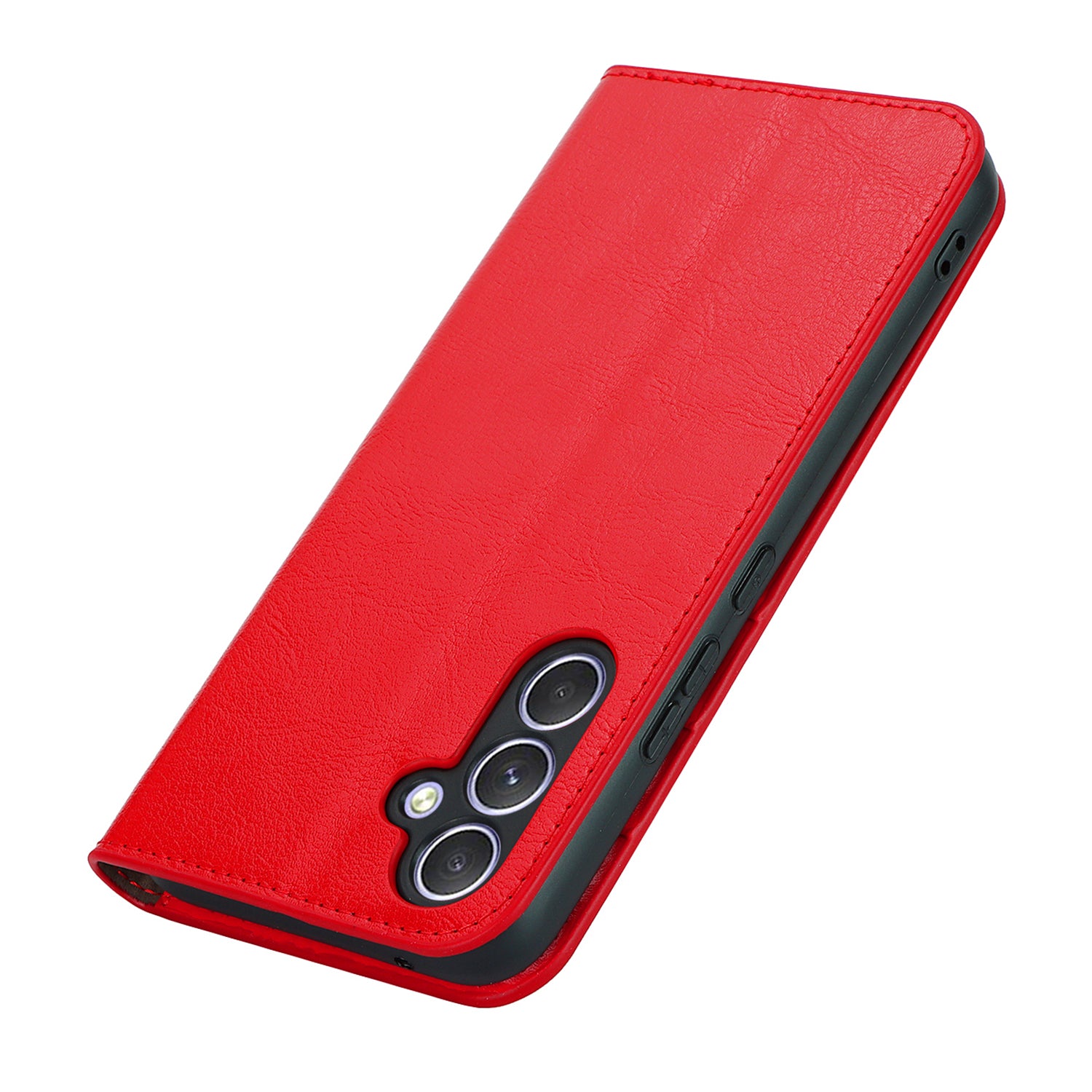 Stand Wallet for Samsung Galaxy A54 5G Crazy Horse Texture Genuine Cow Leather Cover Phone Case - Red
