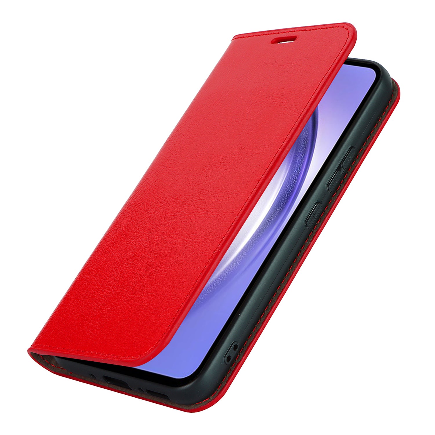 Stand Wallet for Samsung Galaxy A54 5G Crazy Horse Texture Genuine Cow Leather Cover Phone Case - Red