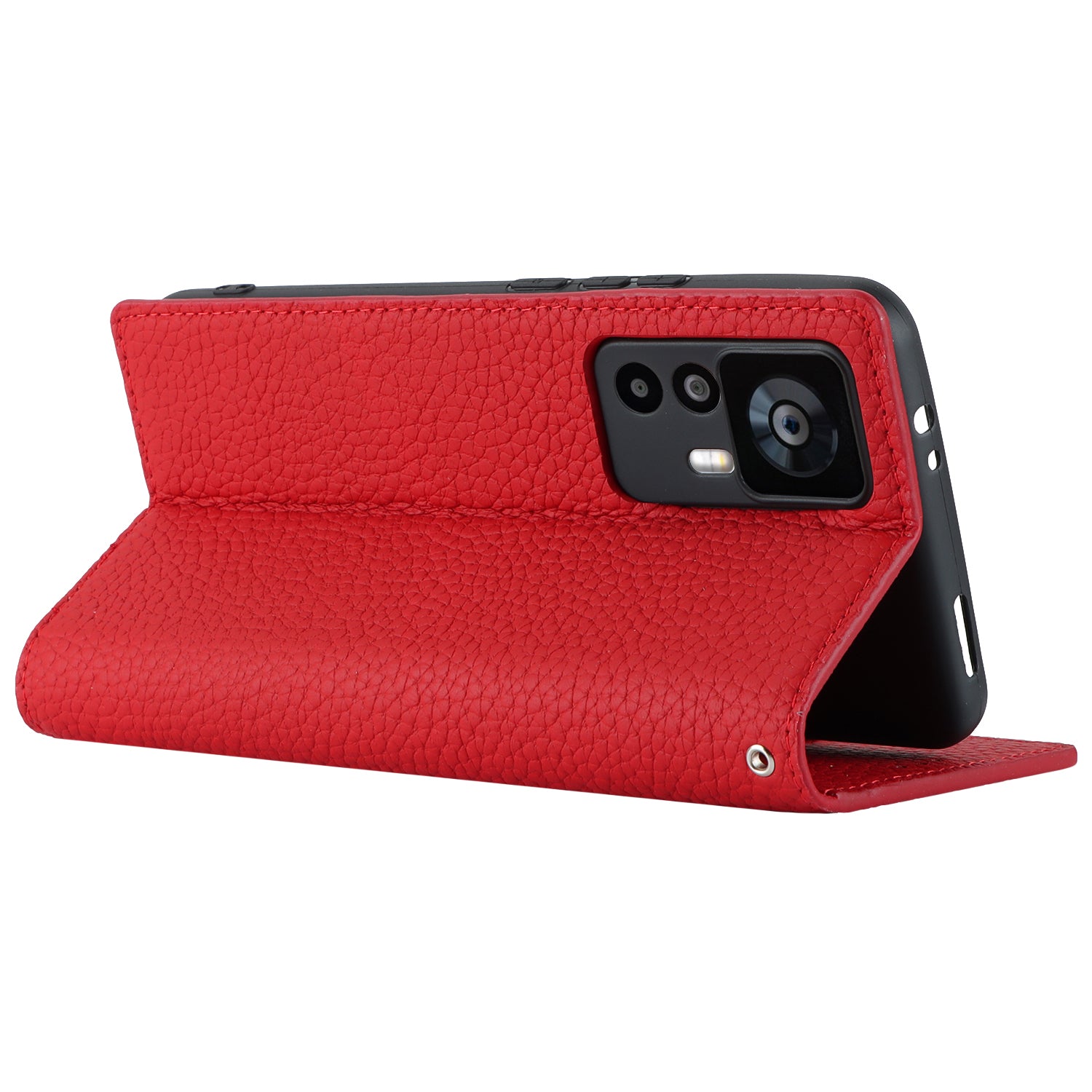 Stand Wallet Cover for Xiaomi 12T 5G / 12T Pro 5G / Redmi K50 Ultra Litchi Texture Genuine Cow Leather Phone Case with Strap - Red