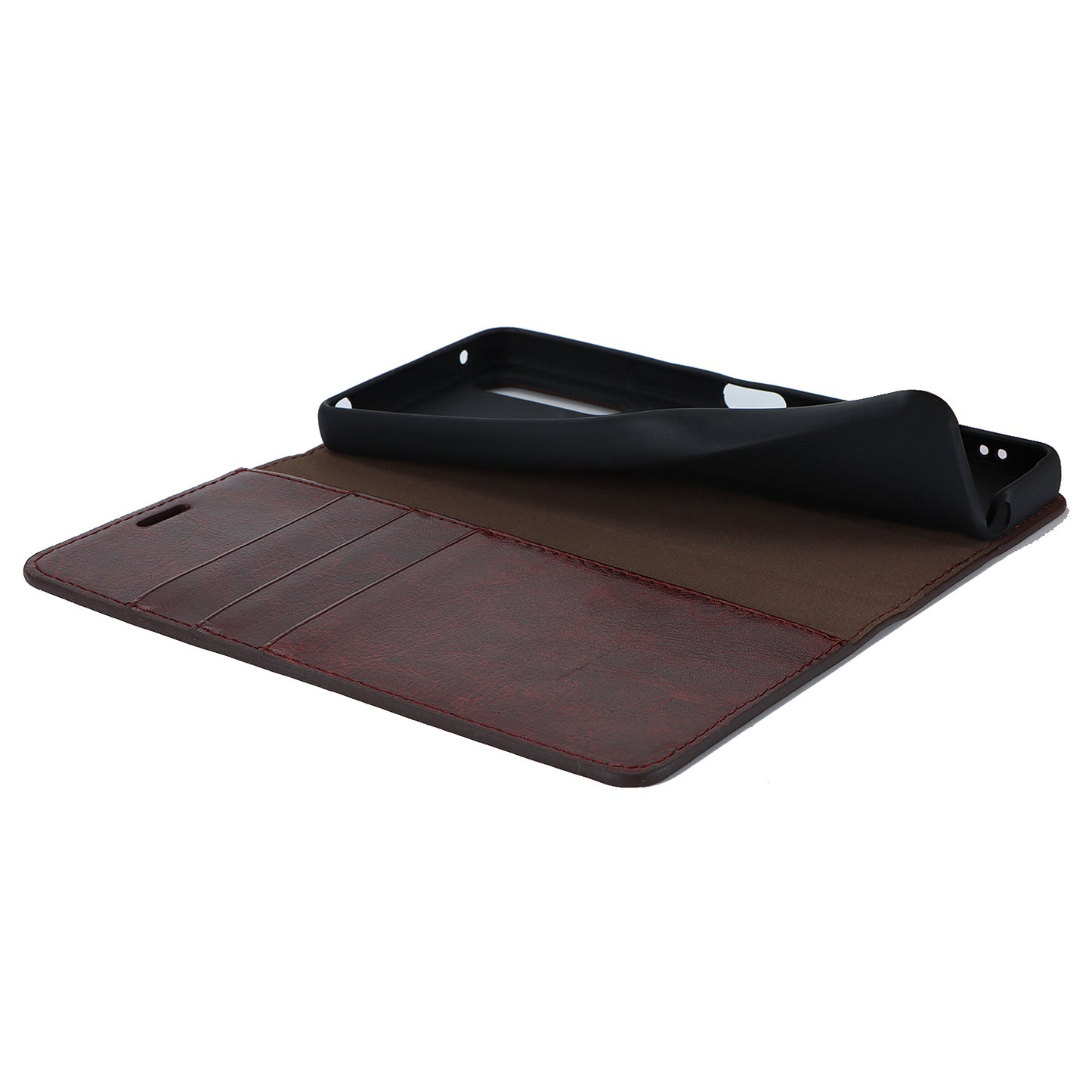 Stand Wallet for Sony Xperia 10 V Crazy Horse Texture Phone Case Genuine Cow Leather Cover - Dark Brown