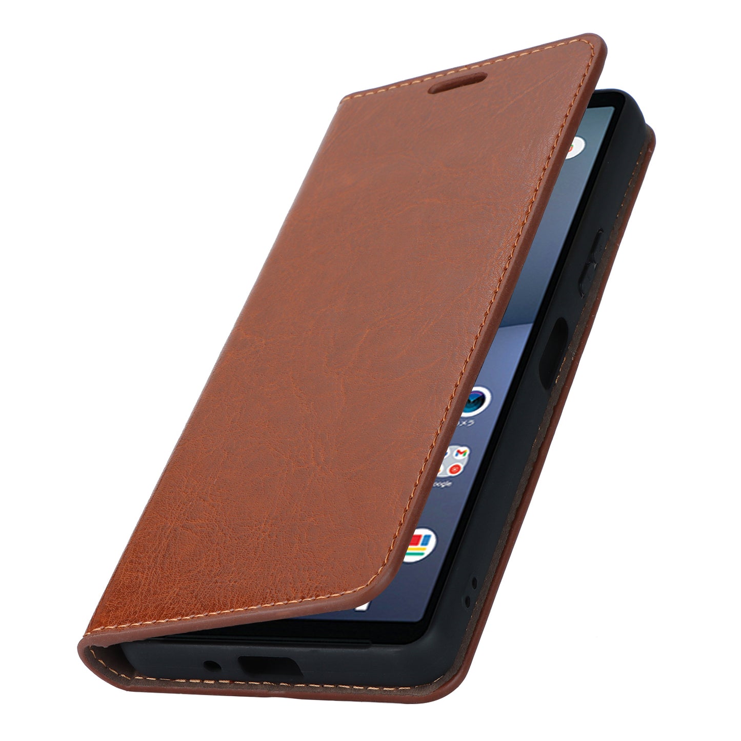 Stand Wallet for Sony Xperia 10 V Crazy Horse Texture Phone Case Genuine Cow Leather Cover - Light Brown