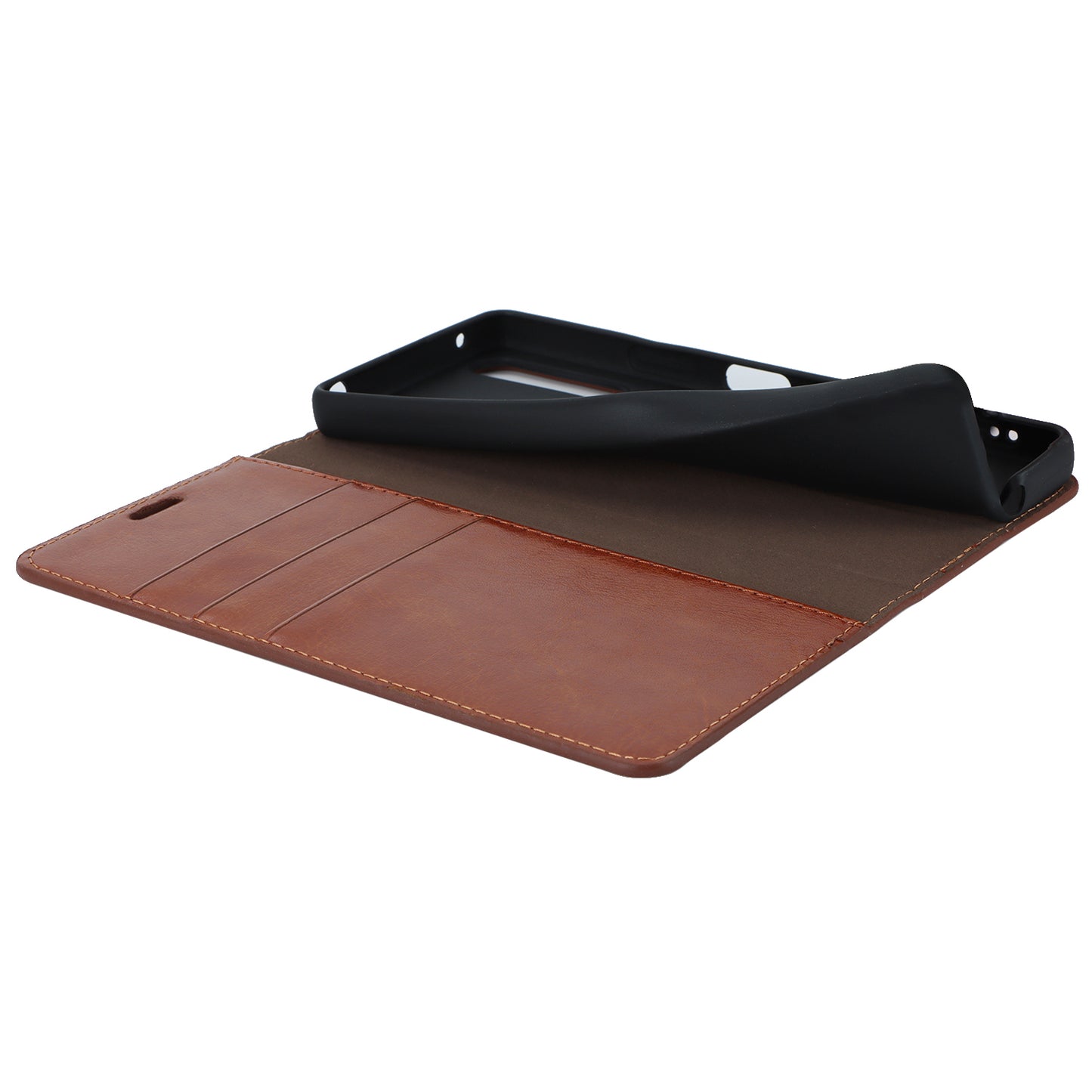 Stand Wallet for Sony Xperia 10 V Crazy Horse Texture Phone Case Genuine Cow Leather Cover - Light Brown