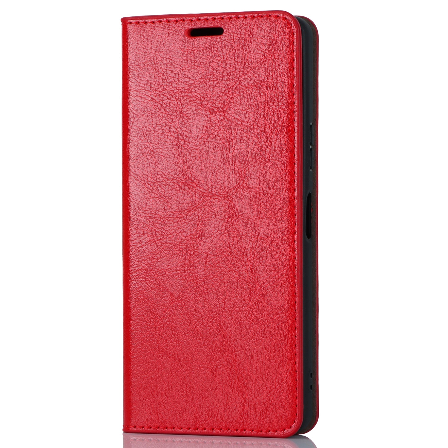 Stand Wallet for Sony Xperia 10 V Crazy Horse Texture Phone Case Genuine Cow Leather Cover - Red