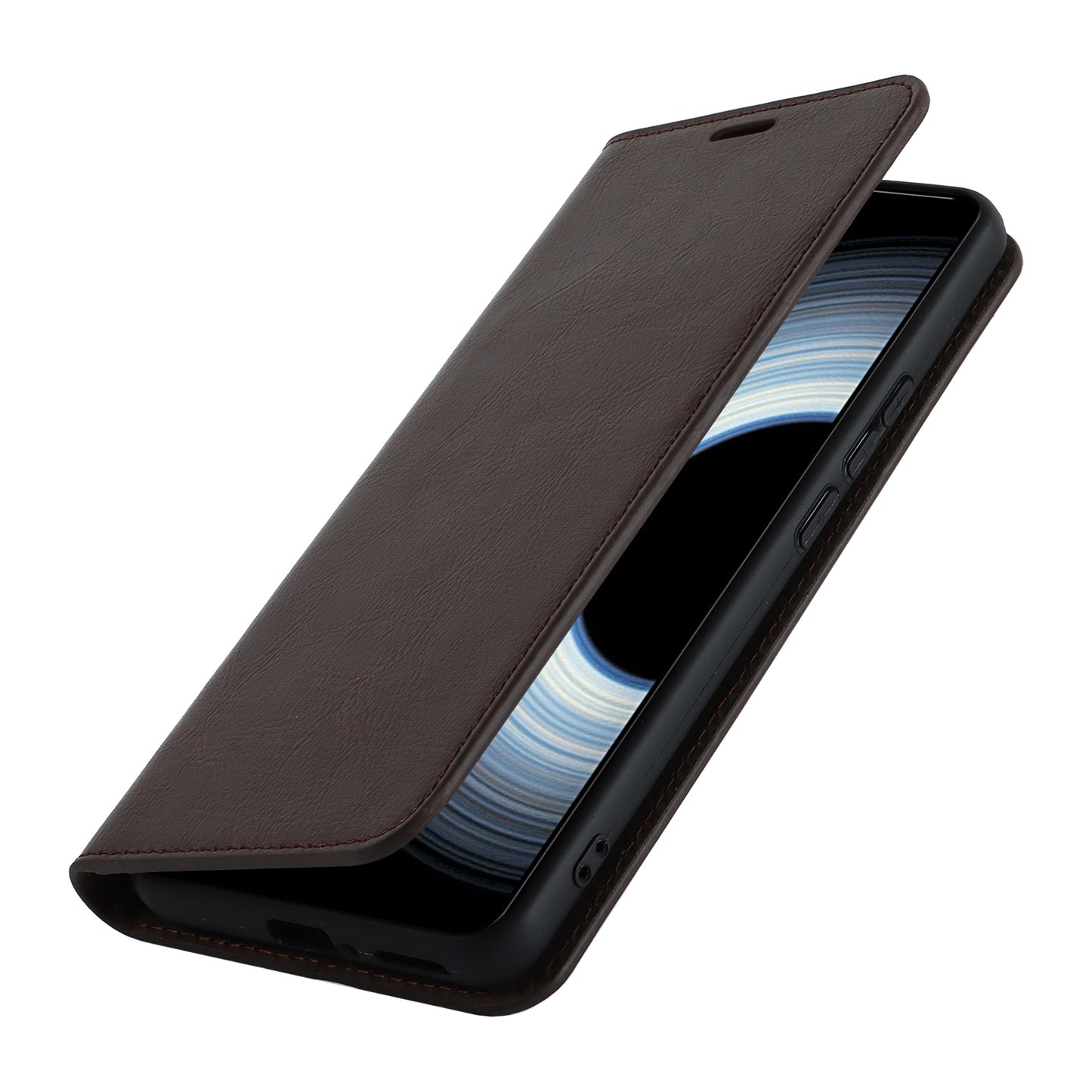 Uniqkart for Xiaomi 12T 5G / 12T Pro 5G / Redmi K50 Ultra Phone Case Crazy Horse Texture Genuine Cow Leather Stand Wallet Cover - Dark Brown