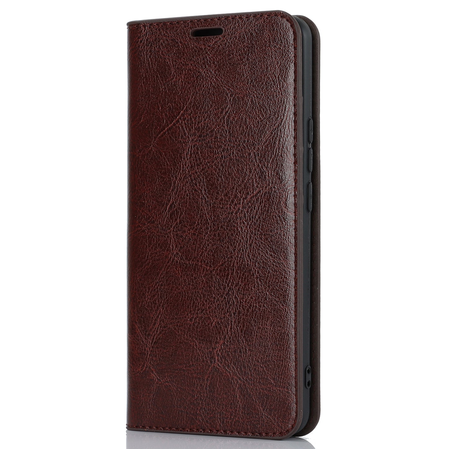 Uniqkart for Xiaomi 12T 5G / 12T Pro 5G / Redmi K50 Ultra Phone Case Crazy Horse Texture Genuine Cow Leather Stand Wallet Cover - Dark Brown