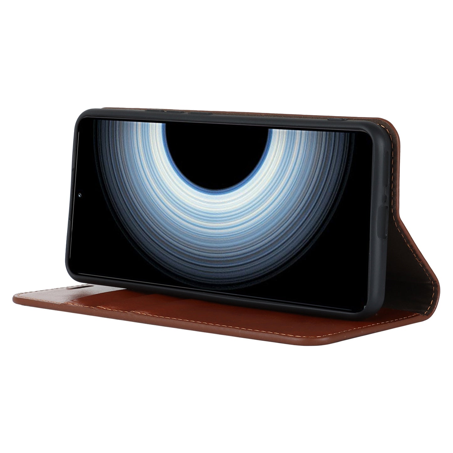 Uniqkart for Xiaomi 12T 5G / 12T Pro 5G / Redmi K50 Ultra Phone Case Crazy Horse Texture Genuine Cow Leather Stand Wallet Cover - Light Brown