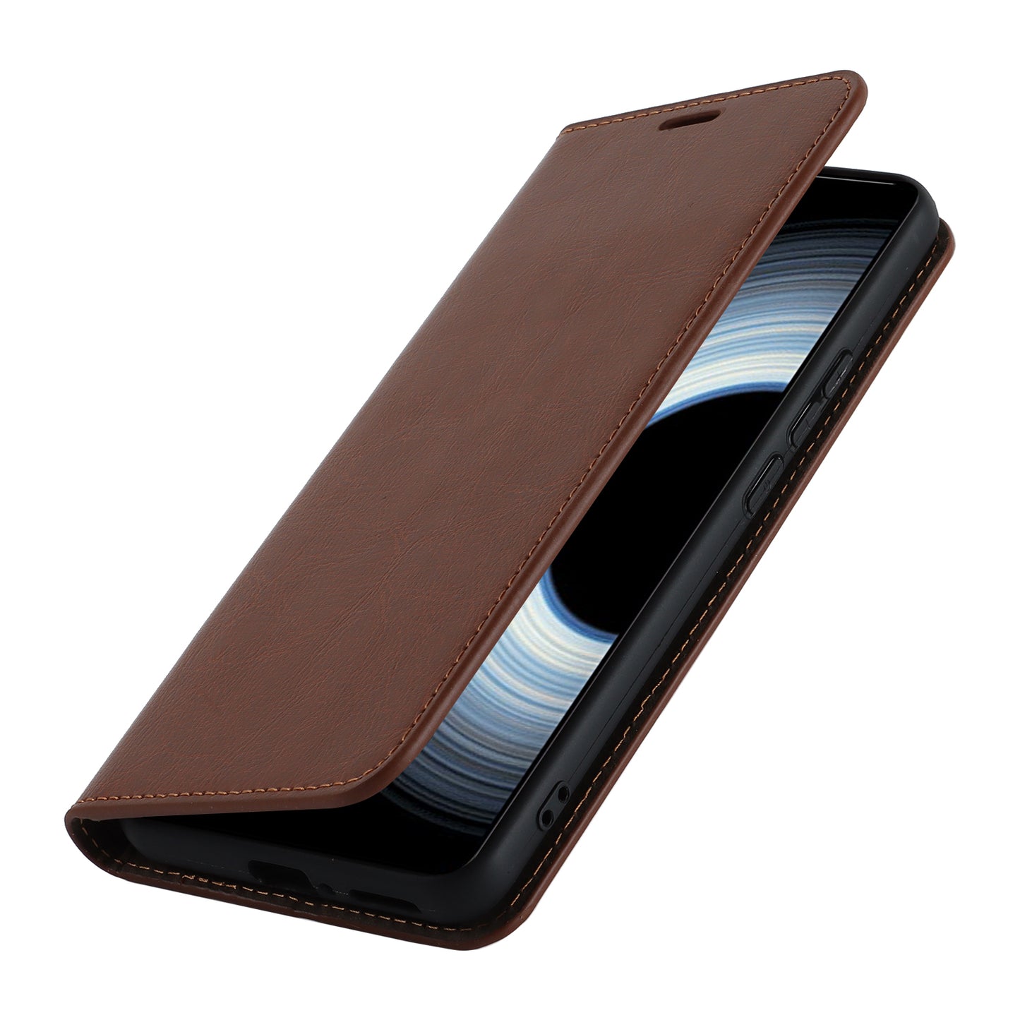 Uniqkart for Xiaomi 12T 5G / 12T Pro 5G / Redmi K50 Ultra Phone Case Crazy Horse Texture Genuine Cow Leather Stand Wallet Cover - Light Brown
