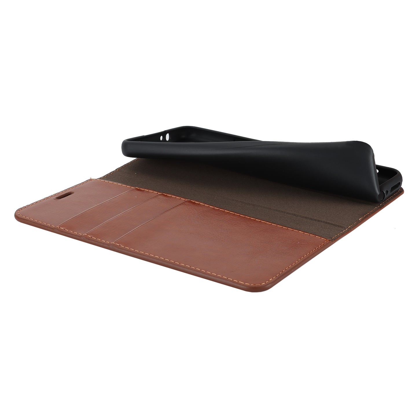 Uniqkart for Xiaomi 12T 5G / 12T Pro 5G / Redmi K50 Ultra Phone Case Crazy Horse Texture Genuine Cow Leather Stand Wallet Cover - Light Brown